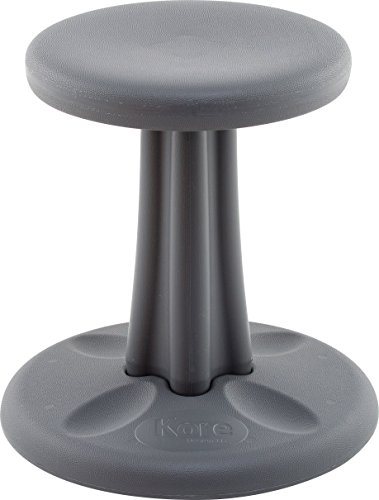 Image of Kore Kids Wobble Stool, Flexible Seating, Ages 6-7, 14in, Grey | Wiggle chair for classroom and home boosts focus, improves posture, and provides an energy outlet; anti-tip base; Made in USA