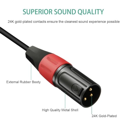 JOMLEY XLR to 3.5mm Adapter, Balanced Stereo Audio Cable - 1/8 Inch Mini Jack Female to XLR Male - 1ft, Black - Image 3