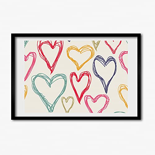 Cadre photo coeurs colorés Tulup 60x40 cm pour illuminer le mur de votre salon familial