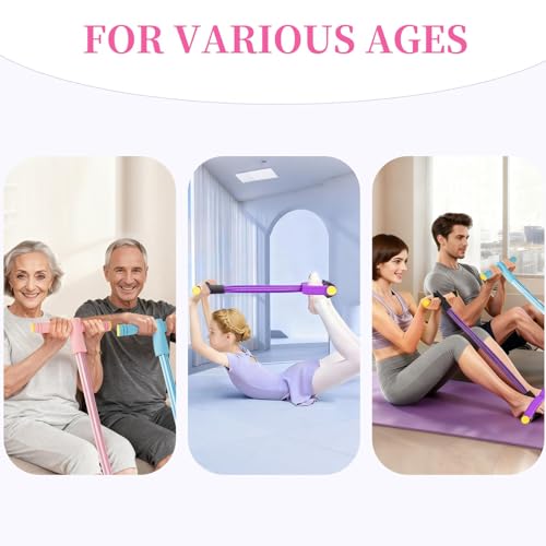 JClorix 6-Röhren Pedal-Widerstandsband – Sit-Up Zugseil für Zuhause | Bauchtrainer Beintrainer Po Trainer NBR-Tuben Schaumgriffe für Yoga Pilates