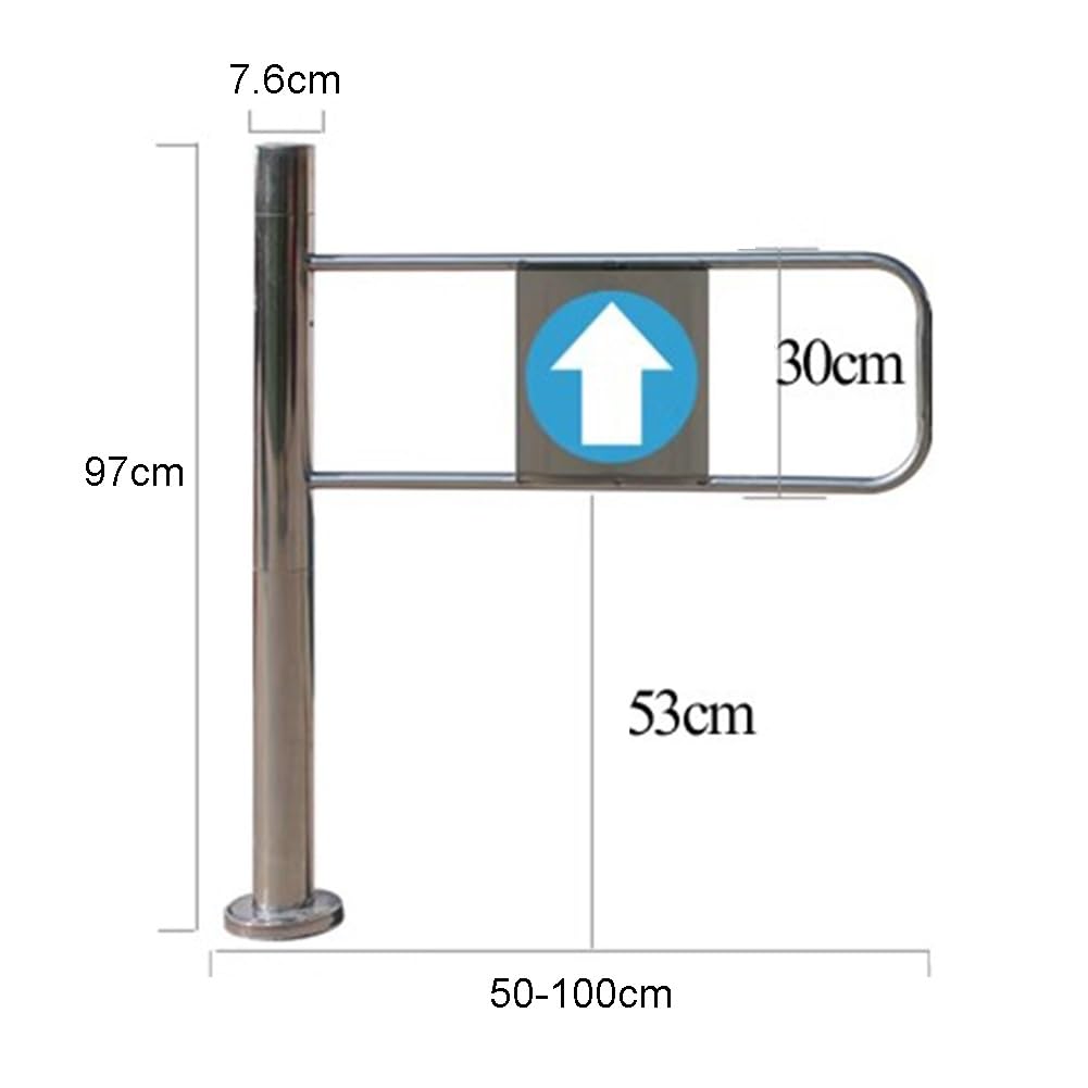 Puerta de seguridad universal de metal para mercados y almacenes, puerta giratoria automática para ganado y tiendas (plata-R, 70 x 97 cm), solución de acceso seguro para mayor seguridad