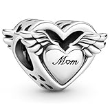En el centro tiene un brillante corazón grabado con el texto «Mum» en un lado y «My Angel» en el otro