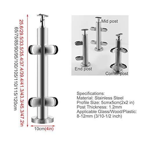 NEZIH Edelstahlgeländerpfosten Mit Glasklamm – Bild 4