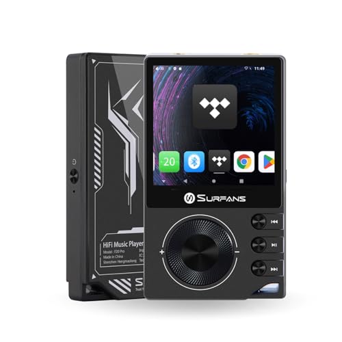 Image of Surfans F20 Pro HiFi Music Player, Dual ESS9018 DAC, DSD512, WiFi & Bluetooth LDAC, Spotify & Tidal Streaming, 4.4mm Balanced 500mW Output, 1TB Expandable Portable DAP(Black)