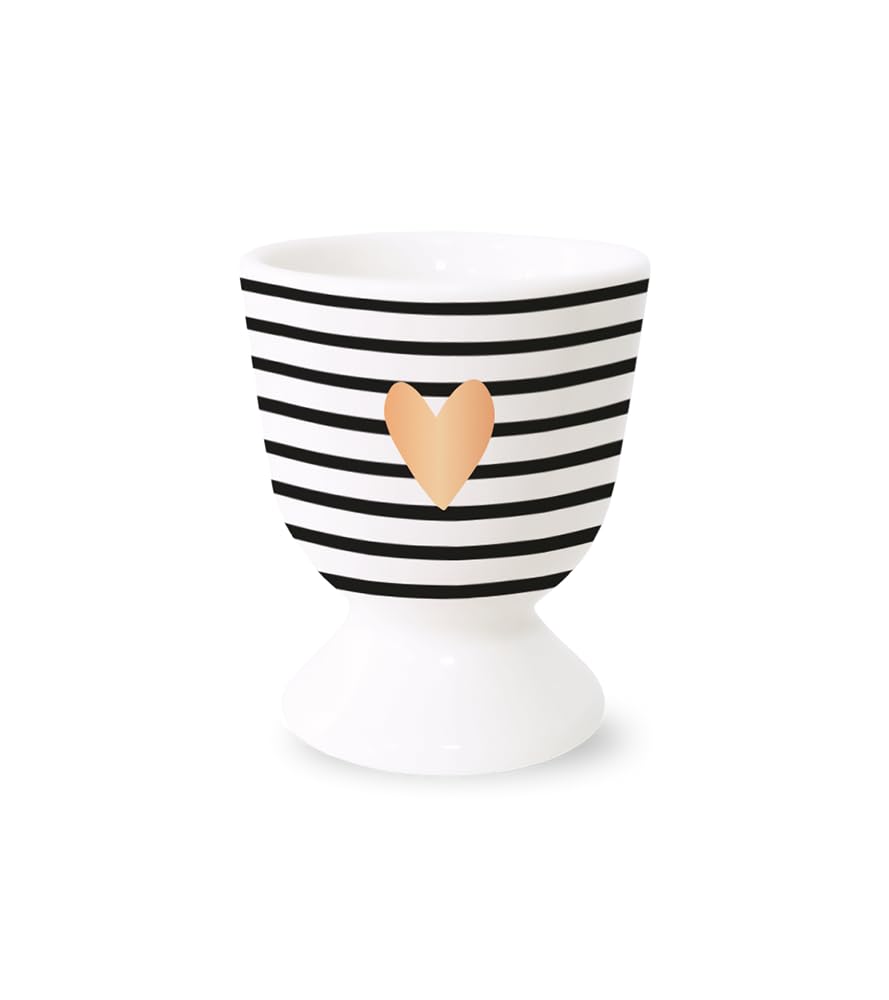 Huevera De Porcelana Con Acabado En Oro Auténtico – Diseño De Corazones, Diámetro 5 Cm, Altura 6 Cm – Regalo Elegante Y Original
