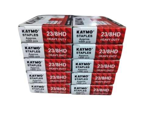 Image of Kaymo 23 Series 8 mm Heavy Duty Staples - 10 Pack (10,000 Pins) | Flat-Wire Steel Fasteners for Labelling, Plywood, Two-Wheeler Seat Repair & Woodwork | Compatible with Kaymo Hand Tacker Staplers