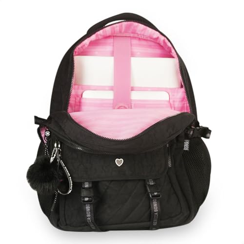 Mochila Rebecca Bonbon de Costas Nylon Crinkle Grande Escolar (Preto)