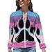 Transgender Furry Pride Flag Women's Zippered Jacket Long Sleeve Outwear Sweatshirts Jackets Fashion Fall Outfits S