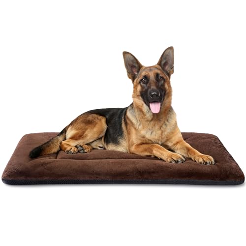 Dog Crate Pad, Washable Cozy Dog Bed Mat for Large Dogs 48"x30", Brown