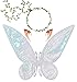 LOHZAQ Butterfly Fairy Wings Costume for Women Girl, Sparkle Princess Wing for Halloween Party Favor with Elf Ears Flower Crown