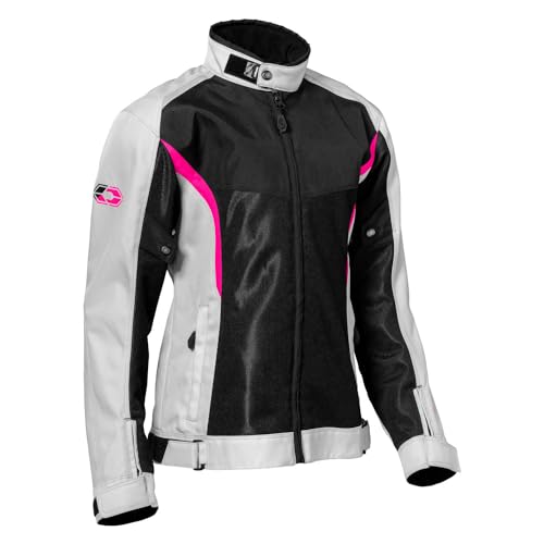 Castle X Women's Pulse 2 Motorcycle Jacket - Silver/Black/Pink Glo, X-Large