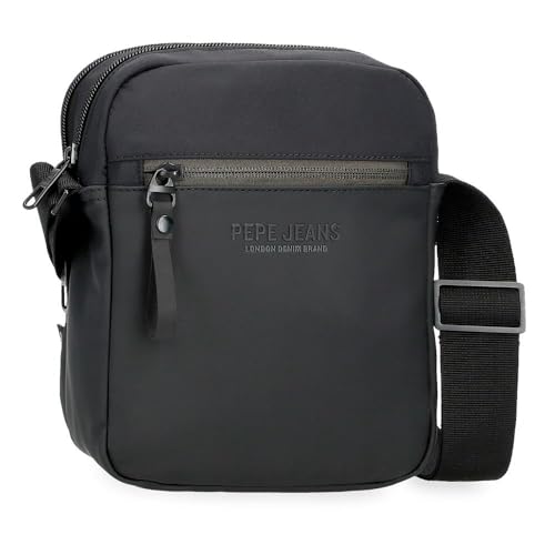 Pepe Jeans Sail up Bandolera Dos Compartimentos Negro 17x22x7,5 cms Poliéster y PU by Joumma Bags