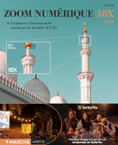 NBD Appareil Photo 5K 64MP, Autofocus, Zoom Numérique 18X, Noir – vue 4