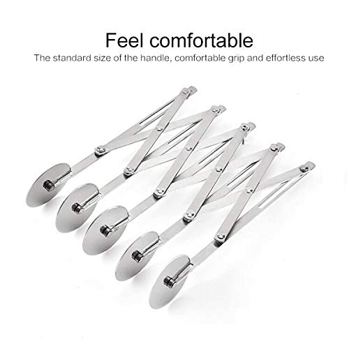 Hxytech 5 Wheel Pastry Pizza Cutter, Expandable Stainless Steel Pastry Knife Baking Cutter Roller Cookie Dough Cutter Divider (Standard Design)