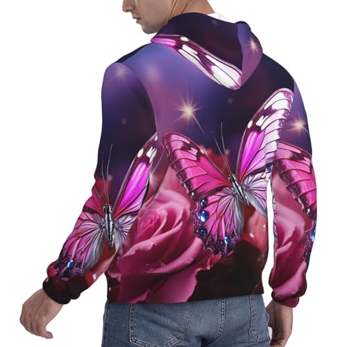 Men's Fleece Pullover Hoodie Long Sleeve Hooded butterfly Sweatshirt Casual Shirts With Pockets X-Small Black4