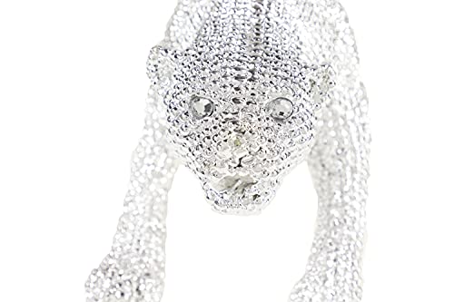 Deco 79 Polystone Leopard Bejeweled Sculpture, 23" X 5" X 6", Silver #TOP3
