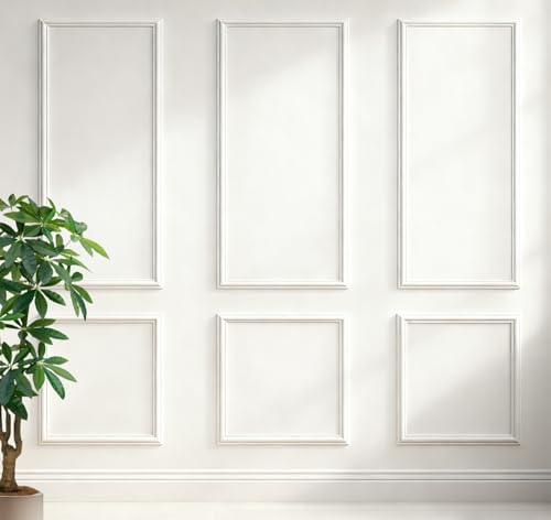 Pre-Cut Self-Adhesive 3D Wall Panels, 6-Pack PVC Peel & Stick Wall Decor for Interior, Easy Install Accent Wall Molding for Bedroom, Living Room, Kitchen