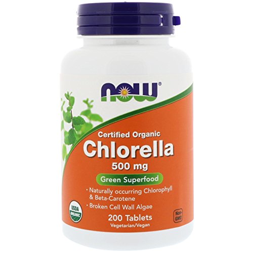 NOW Foods - Chlorella Green Superfood Certified Organic 500 mg. - 200 Tablets  pack of 2.