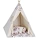 Tipi Infantil Carpa Tienda campaña Infantil - Tipi Indio para niños Carpa de Juegos Exterior Interior Modelo 5 con Alfombra de Juego y 3 Cojines