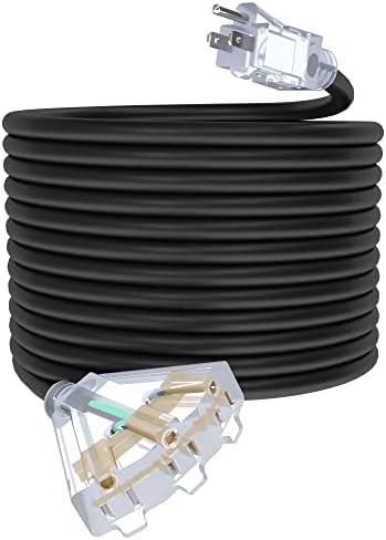 50 Feet Outdoor Cord-12/3 SJTW Heavy Duty 3 Prong Extension Cord-for Commercial Use (Yellow)