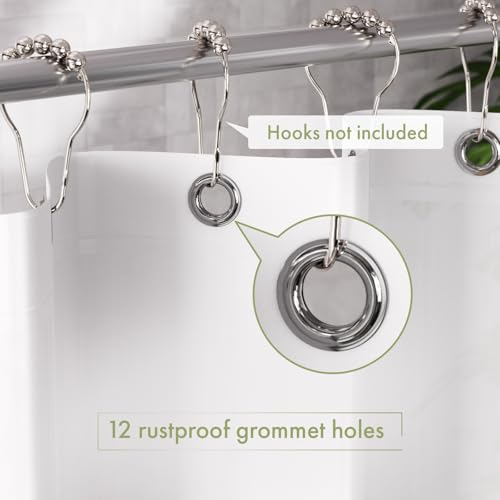 Image of AmazerBath Extra Long Shower Curtain Liner, White Shower Curtain Liner 84 Inches Long, 72x84 Plastic White Shower Liner, Cute Bathroom Shower Curtain Liners, PEVA Tall Shower Liner with 3 Magnets