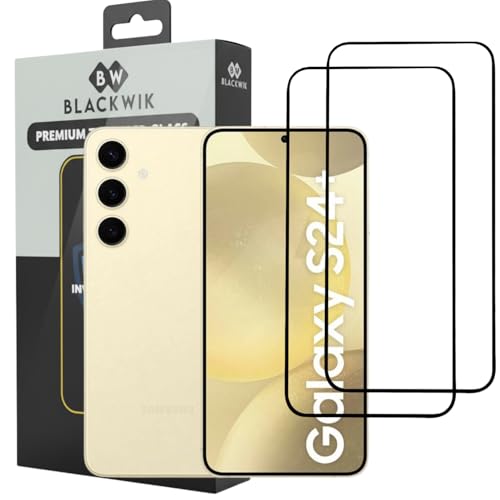 Image of Blackwik Tempered Glass Screen Protector for Samsung Galaxy S24 Plus 5G with Edge-To-Edge Protector Coverage | Easy Installation Kit (Black) (Pack Of 2)