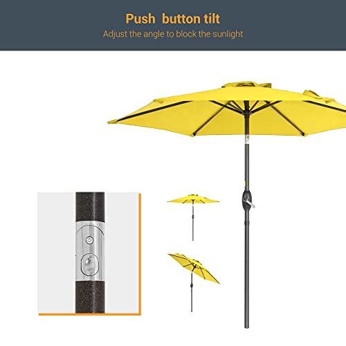 Missbrella Bonosuki 7.5′ Patio Market Umbrella Outdoor Table Steel Deck Umbrella, Upf50+ Outside Umbrella For Poolside, Yard And Garden (7.5Ft, Yellow) #TOP6