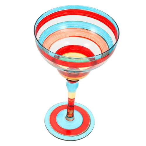 Angoily Handbemaltes Margarita-Glas mit Roten Streifen