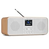 Audizio Bucine Radio Internet WiFi Dab+ FM BT 40W, Radio Numérique Stéréo avec Écran Couleur, Télécommande, Alarme Et Minuterie, Design Argent Élégant Maison