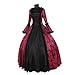 SALUC1A Damen Mittelalter Gothic Kleid Spitze Stickerei Trompetenärmel Bodenlanges Retro Kostüm Gewand Renaissance Viktorianisches Prinzessin Kleidung Gr.34-48