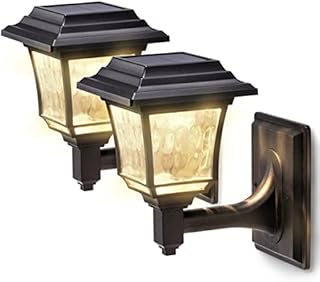 LeiDrail Solar Fence Lights, 2 Modes Solar Lights Outdoor Garden Cool White/Warm White LED Solar Powered Wall Lights Waterproof Decor for Patio Yard 2 Pack