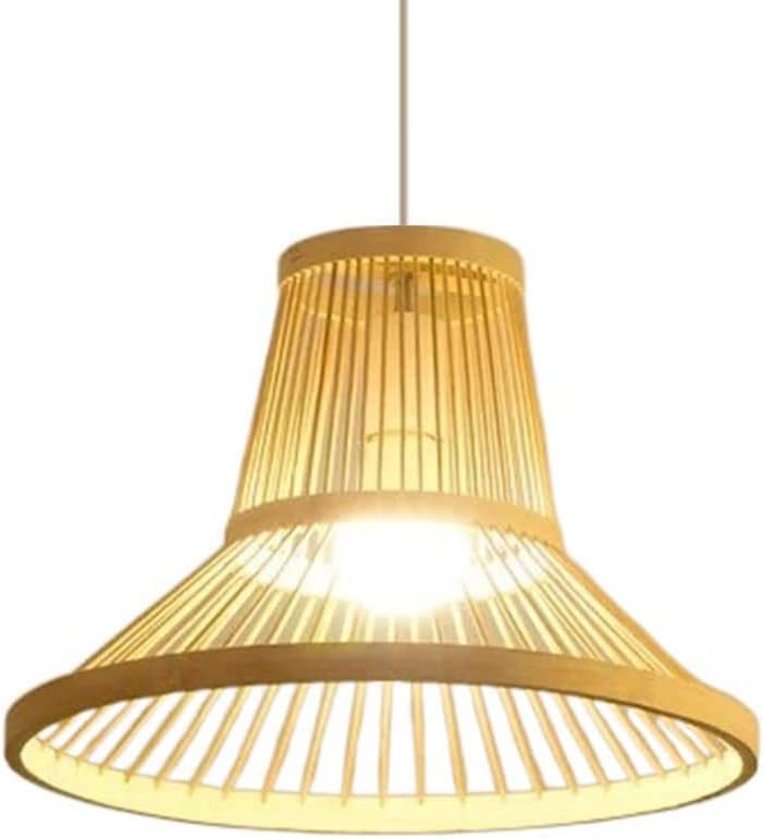 Lampe suspendue en osier fait main en bambou tressé pour salon élégant