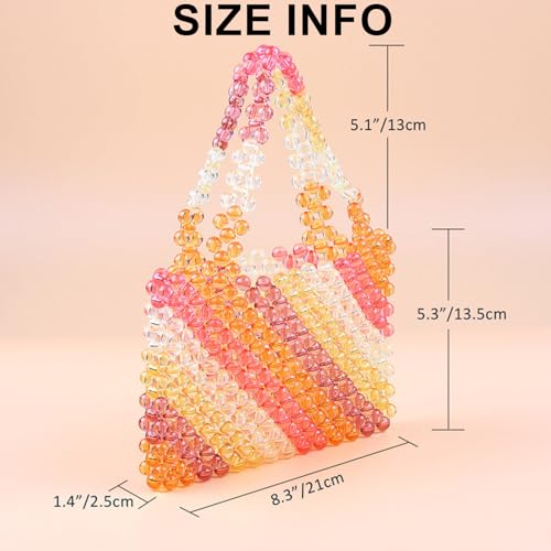 Beaded Purse Striped Handbag Bags for Women Y2K Sweet Fashionable Party Sweet Shoulder Bag for Vacation Travel Daily Use3