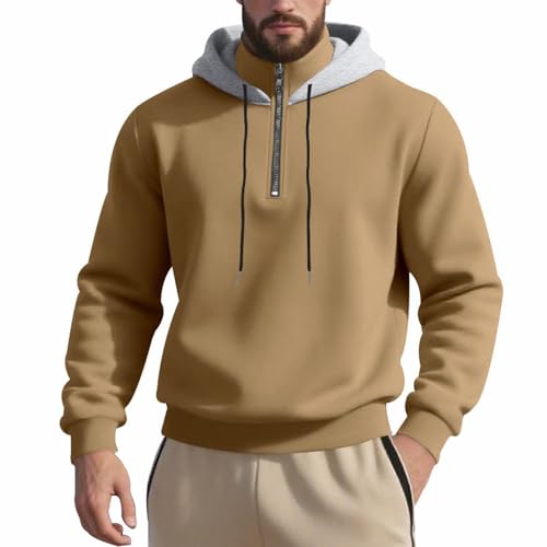 Sweat à capuche col montant pour homme et pull de transition coupe droite