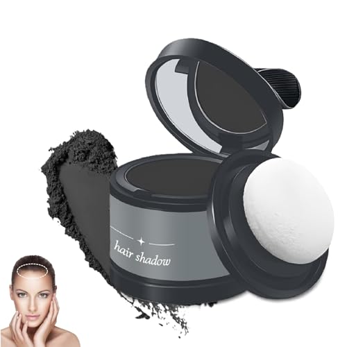 Retoca Raíces y Corrector Capilar - Polvo para Densificar y Cubrir las Sombras del Cabello, Línea del Cabello y Raíces (Negro)