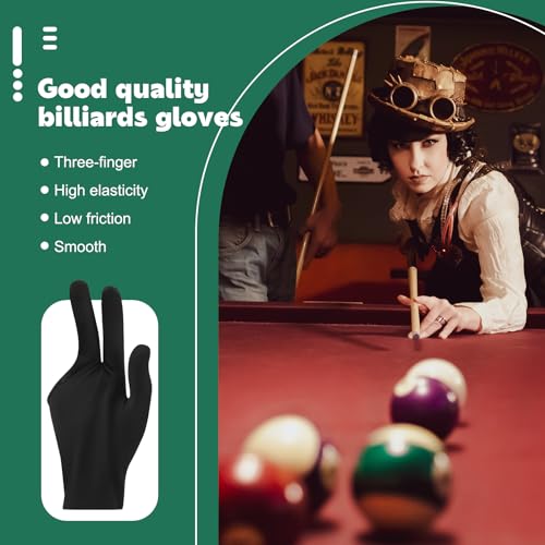 CosyCaya 50 Stück Billard Handschuhe - Universelle 3 Finger Queue Handschuhe für den Sport, atmungsaktiv und rutschfest