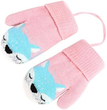 Moufles Tricotées Bébé Hiver JIAHG - Gants Doubles Couches Motif Renard