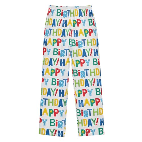 ZZXXB Funny Happy Birthday Boys Long Pants Soft Trousers Elastic Waist Kids Lounge Bottoms with Pockets S-XL