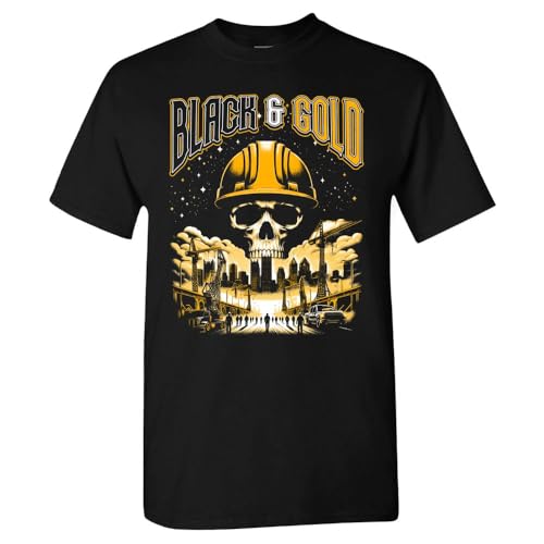 Xtreme Apparrel Black & Gold Mens Skull T-Shirt for Pittsburgh Fans (Black Shirt L)