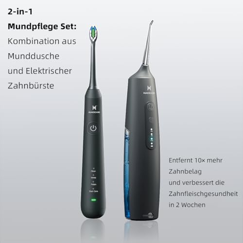 2-in-1 Mundhygiene-Set – Testsieger 2026* – Munddusche & Elektrische Zahnbürste – TÜV-geprüft – Für gesundes Zahnfleisch & gründliche Reinigung – 2000 mAh Akku, IPX7 wasserdicht – inkl. Reiseetui