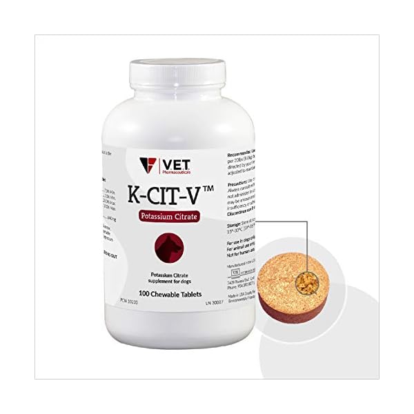 V.E.T. Pharmaceuticals K-CIT-V Potassium Citrate Chewable Tablets for Dogs - 100 ct.