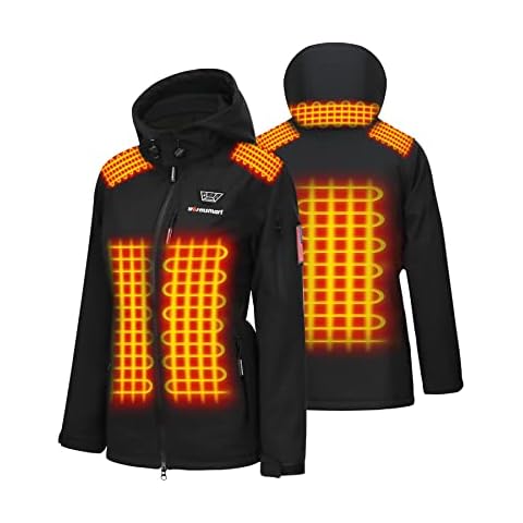 warmsmart Heated jackets for Women with 14400mAh Battery Pack, Heated Coats with Detachable Hood Windproof Cover