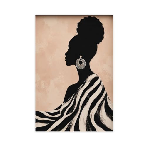 Black Woman Silhouette Minimalist Afroce Canvas Wall Art Poster Decor Gift