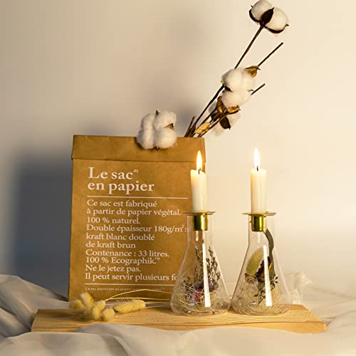 Taper Candle Holders, Glass Candlestick Holders With Dry Flower, Vintage Candlestick Holders For Anniversary, Dining Room Table, Wedding Party Table, Spring Decor #TOP3