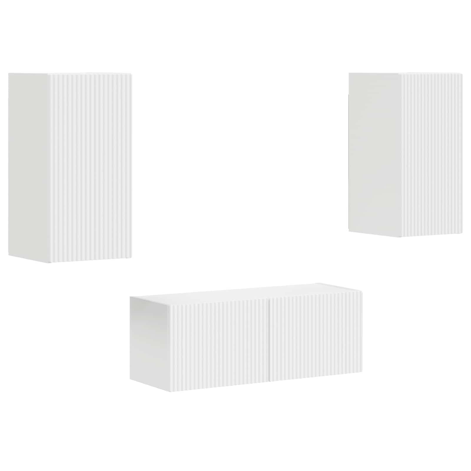 TV-Schrankset Wandmontiert 2 pcs Weiß Holzwerkstoff, Modernes Media Center mit Stauraum, 78,5x31x30 cm, für Wohnzimmer Schlafzimmer, Elegantes Design