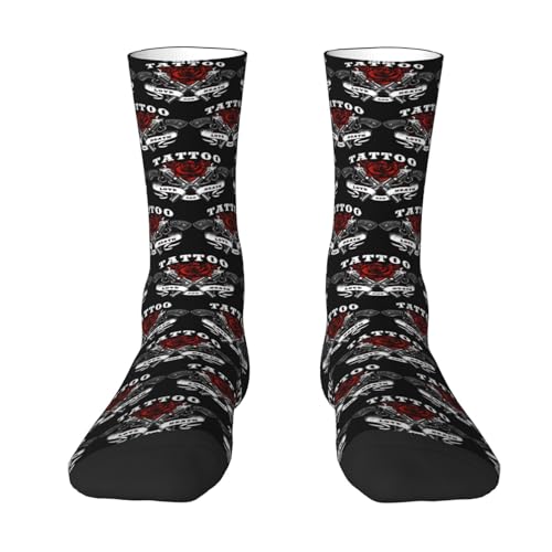 Medias De Compresion Revólver Y Rosa Mid-Calf Calcetines De Senderismo Cálidos Sobre La Pantorrilla Reforzados Medias De Tubo Medio Para Skate Largas Jornadas Uso Multiestación 40Cm