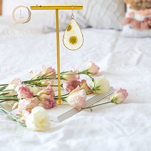 Daisy Pressed Flower Earrings Handmade Resin Daisy Real Dried Flower Floral Teardrop Dangle Earring White Flower Earrings Christmas 2024 Gifts for Women4