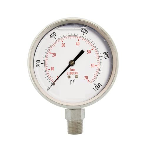 Manomètre de pression d'huile anti corrosion 4 pouces acier inoxydable étanche filetage NPT