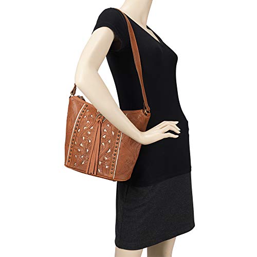 American West Hill Country Zip Top Bucket Tote - Genuine Leather Handbag for Women4