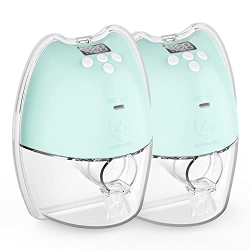 Image of Bellababy Double Wearable Breast Pump (Green 2Pcs) Hands Free,Low Noise and Pain Free,Long Battery Life,4 Modes&9 Levels of Suction,Fewer Parts Need to Clean.